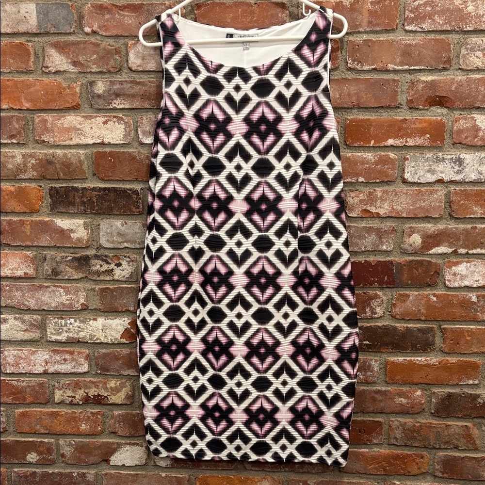 Jennifer Lopez Geometric Pink and Black Mini Dress